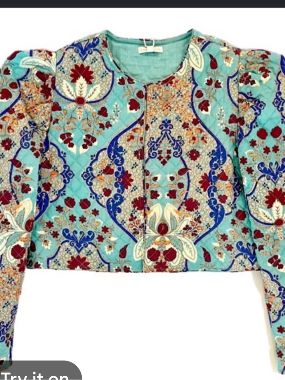Anna Cate Quilted Jacket in Teal Floral